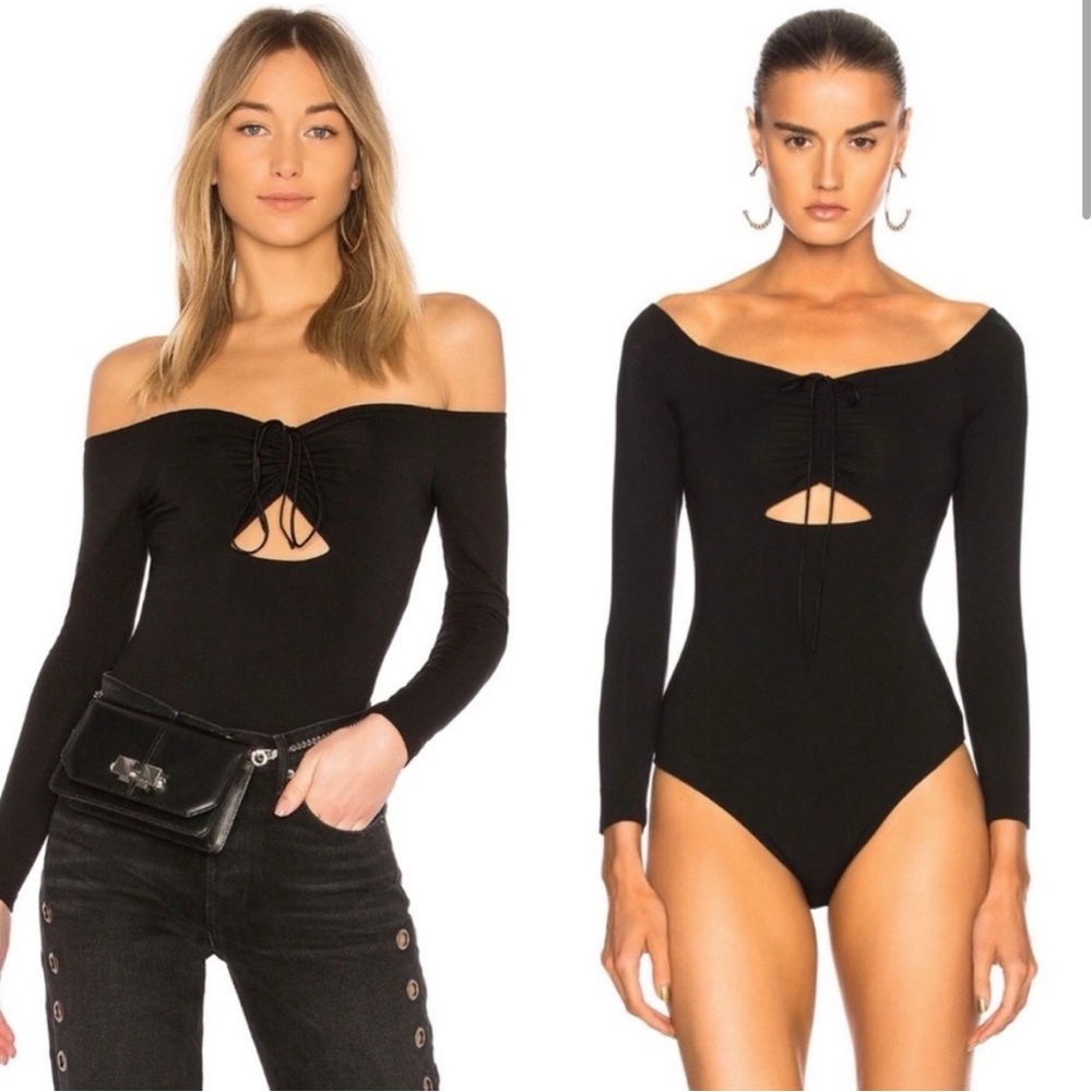 Alexander Wang Off the Shoulder Bodysuit in Black - XS